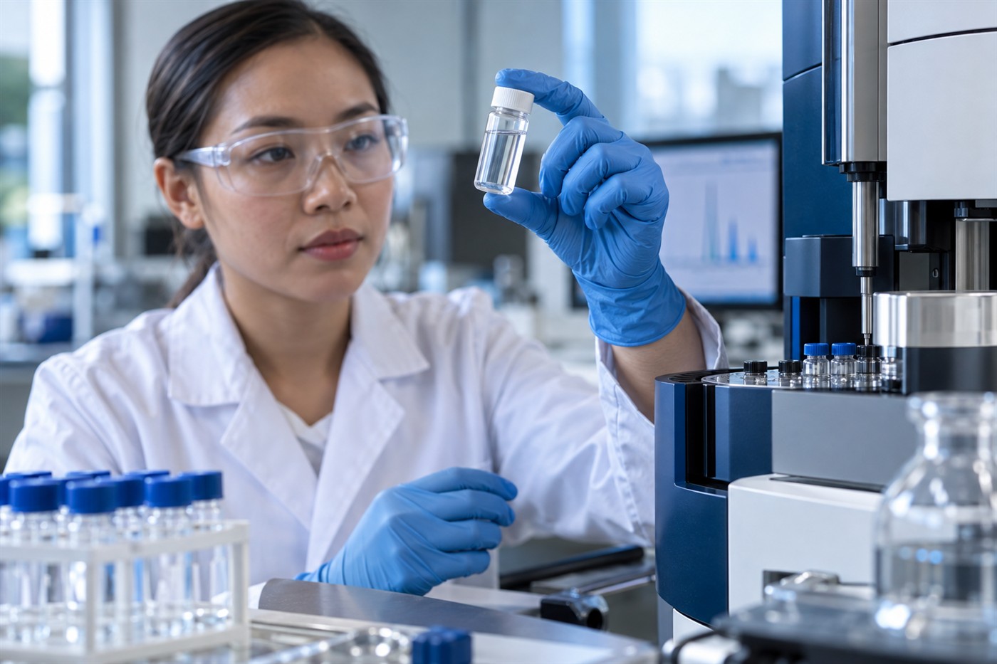 A water sample being examined in a laboratory