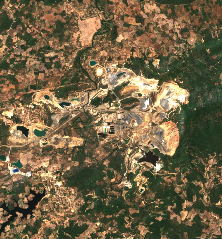 Sentinel-2 true-colour image of the Sepon mining area in Laos, acquired 10 March 2025